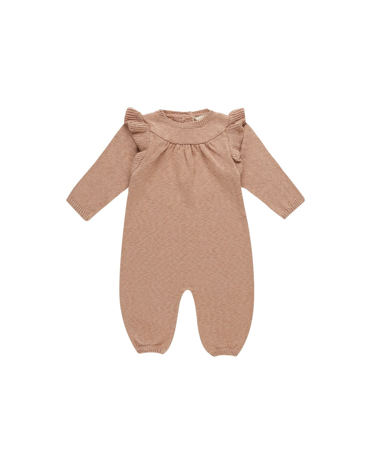 Quincy Mae Long Sleeve Mira Knit Romper Heathered Rose