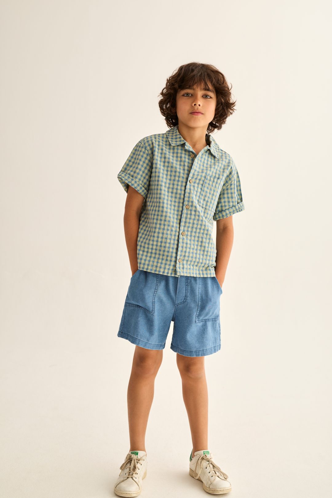 Cozmo Jay Gingham Cotton Shirt Blue