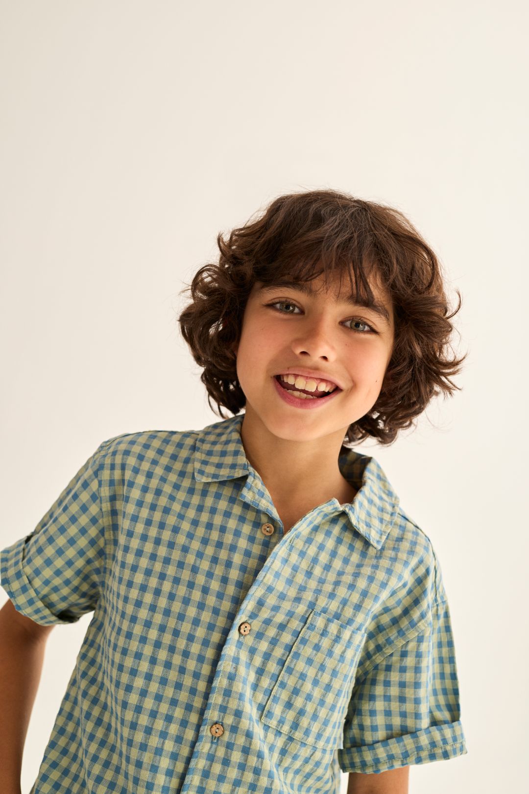 Cozmo Jay Gingham Cotton Shirt Blue