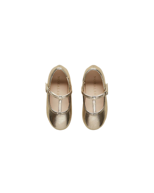 Noralee T-Strap Ballet Flats Gold Metallic