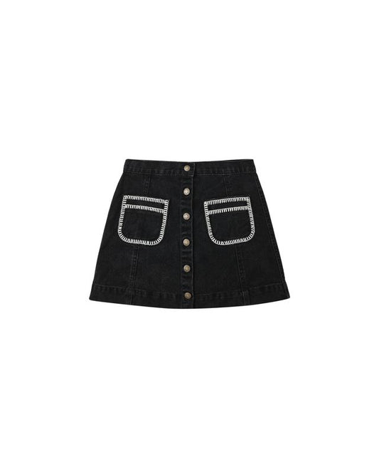 Rylee + Cru Denver Mini Skirt Washed Black