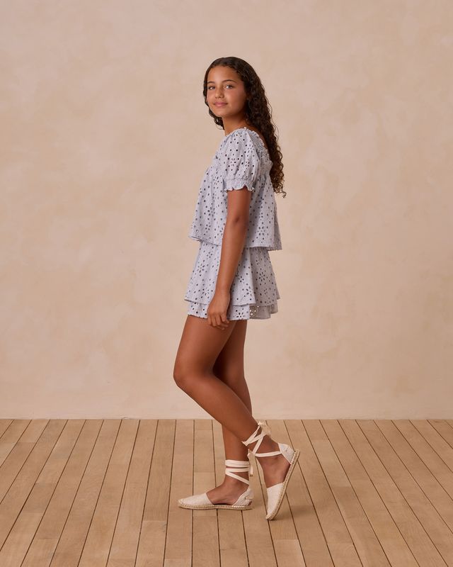 Rylee + Cru Rose Mini Skirt Light Blue