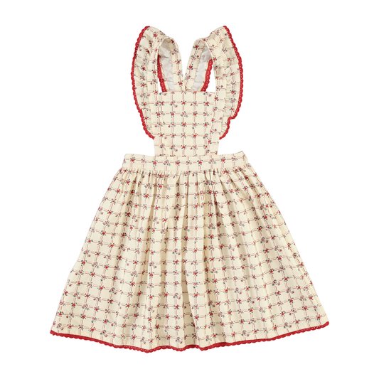 Bebe Organic Lissy Apron Dress Geometric Roses