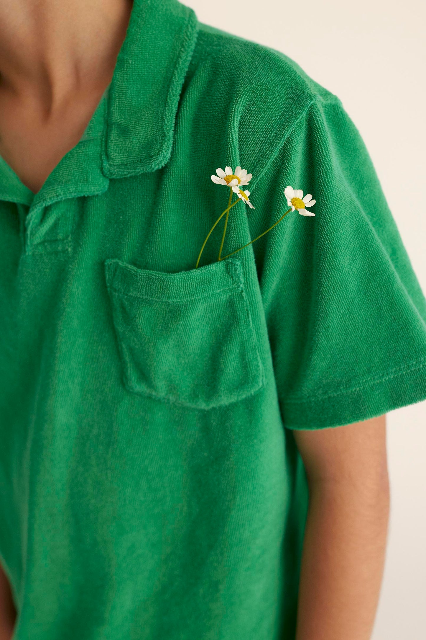 My Little Cozmo Organic Toweling Polo Shirt Grass Green