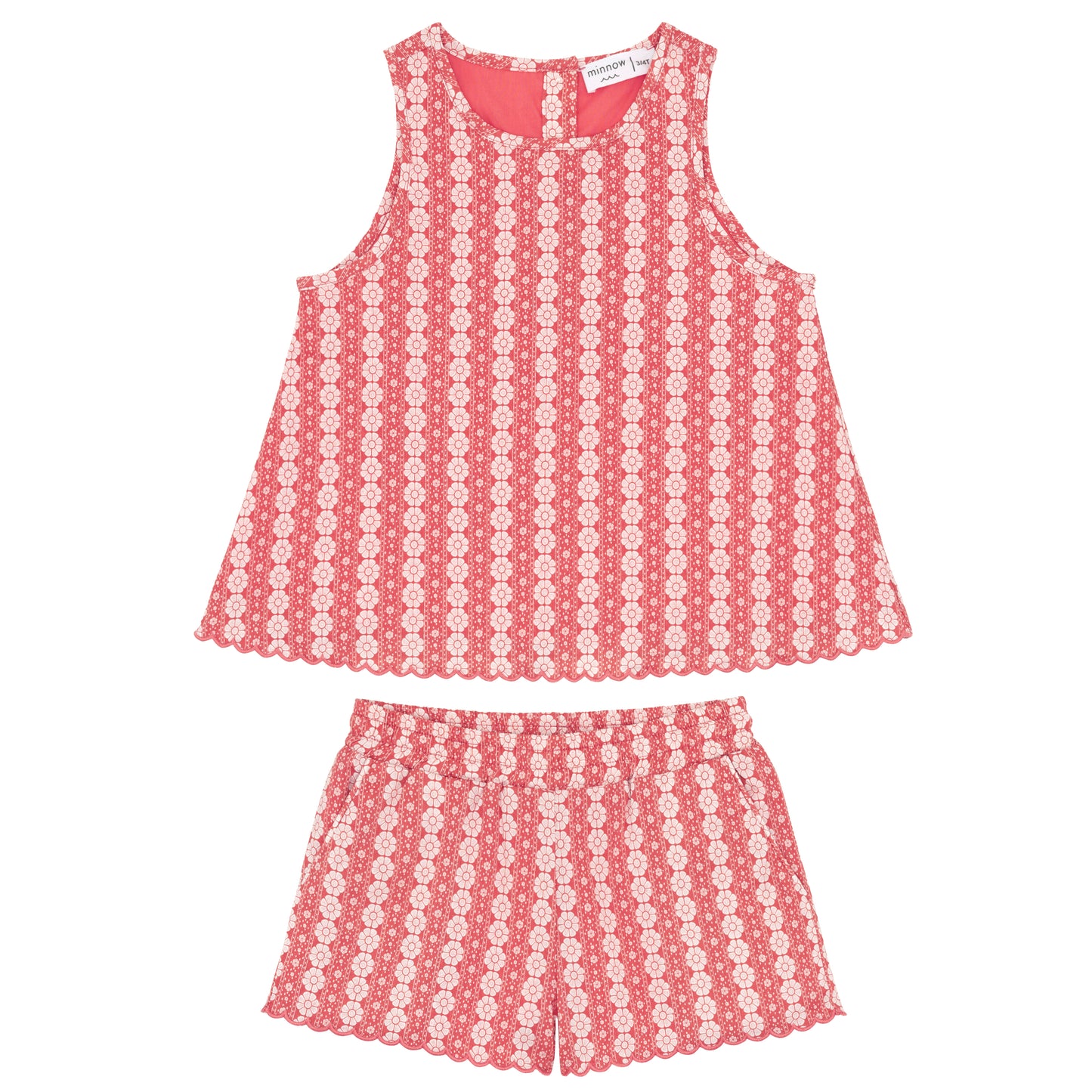 minnow girls regatta red paisley scalloped short set