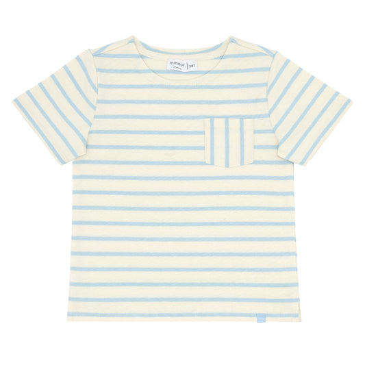 minnow unisex cream and powder blue stripe boatneck tee