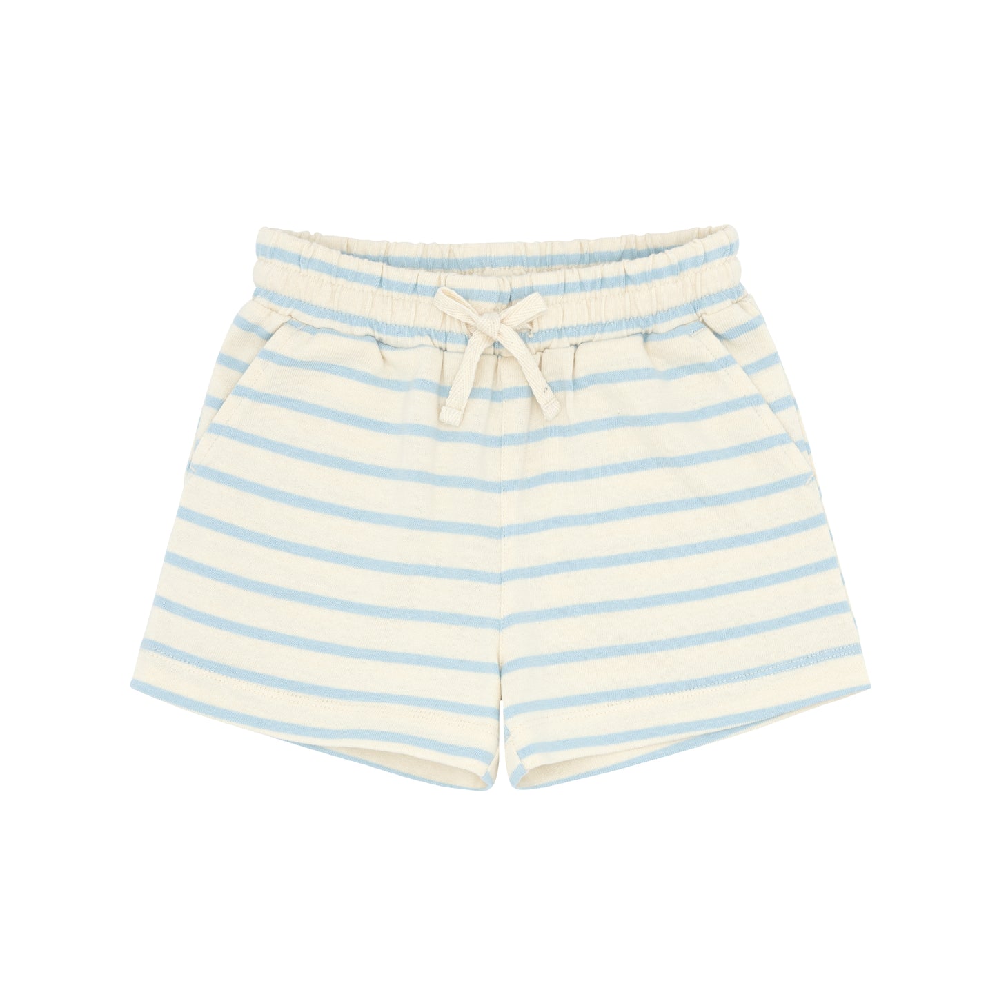 minnow unisex cream and powder blue stripe shorts