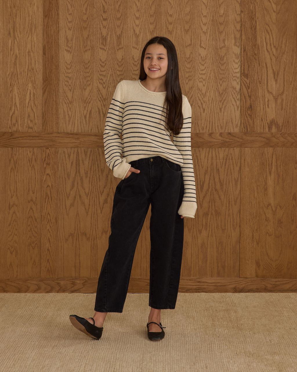 Rylee + Cru Teen's Barrel Pant Washed Black