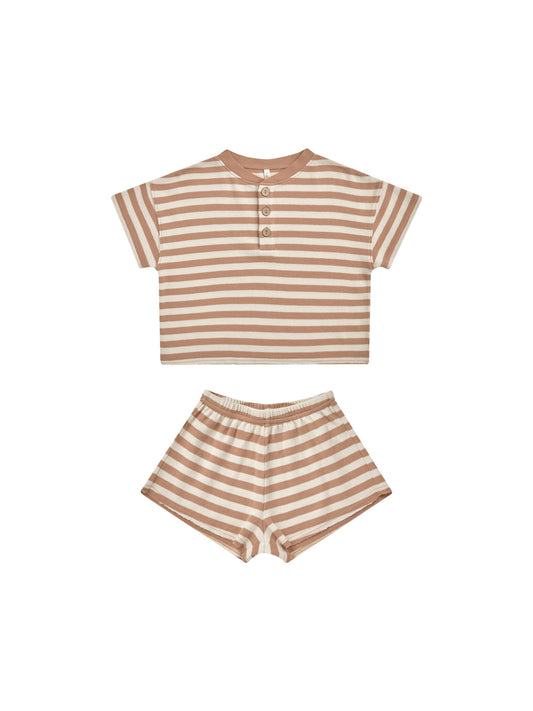 Rylee + Cru Summer Waffle Set in Clay Stripe