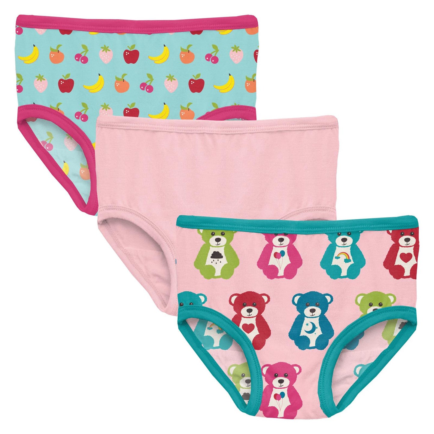 Kickee Pants Print Girl's Underwear Set of 3 in Lotus, Sprinkles & Rainbow Hearts