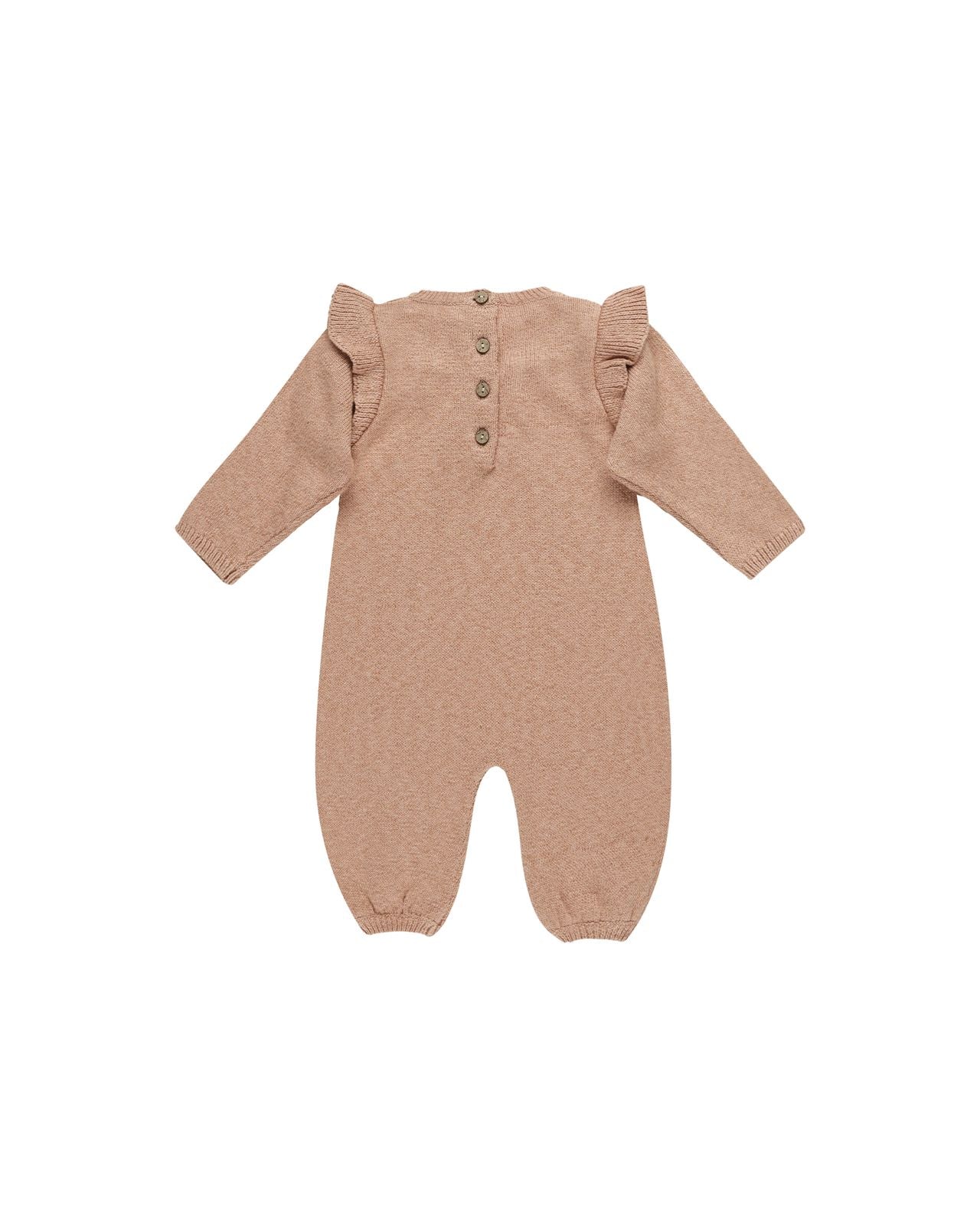 Quincy Mae Long Sleeve Mira Knit Romper Heathered Rose