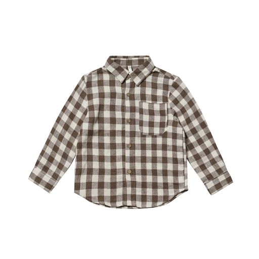 Rylee + Cru Collared Long Sleeve Shirt Charcoal Check