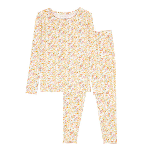 Minnow Girls Marigold Floral Pima Pajamas Set