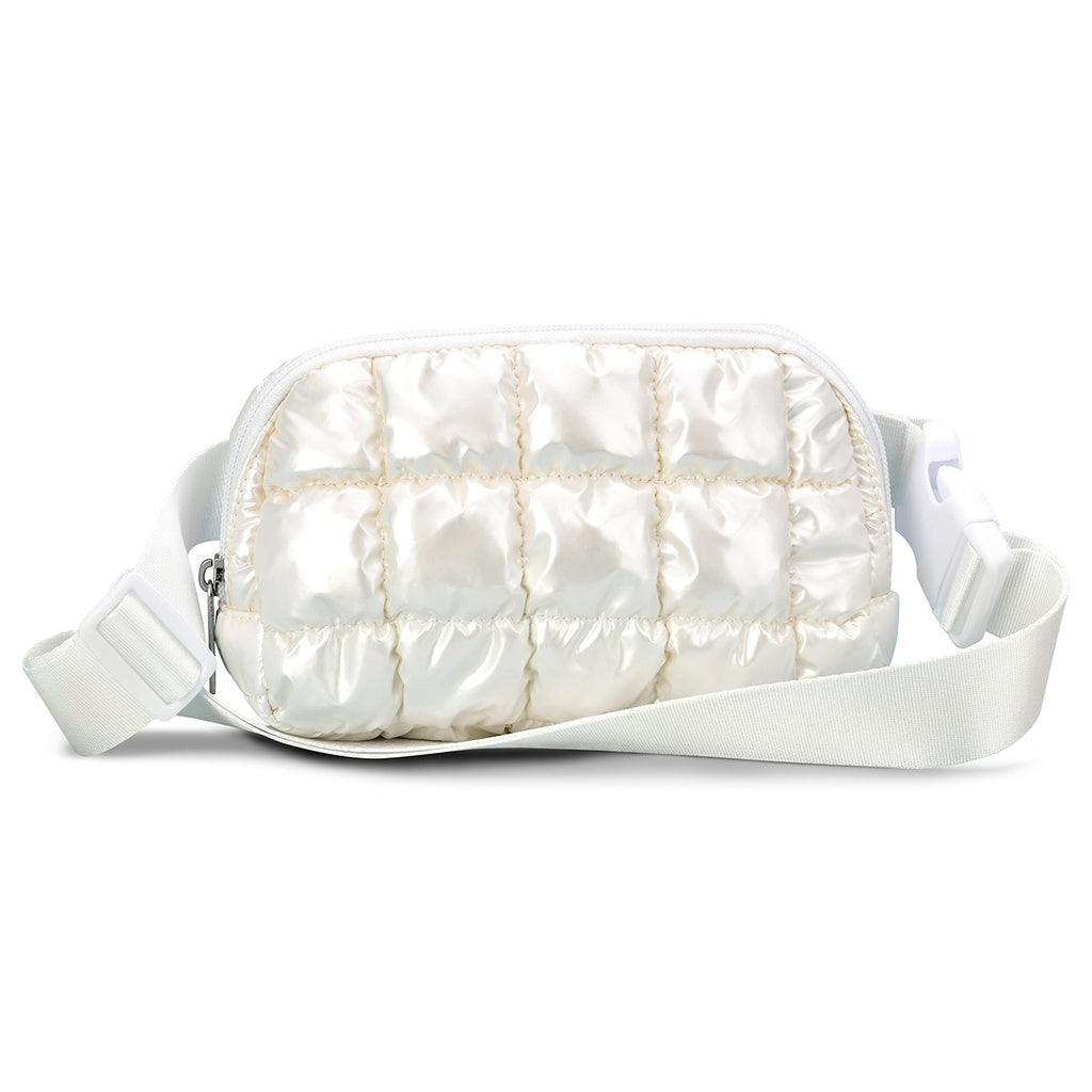 Iscream Pearl White Shiny Puffer Belt Bag