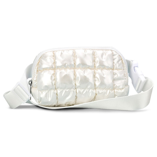 Iscream Pearl White Shiny Puffer Belt Bag