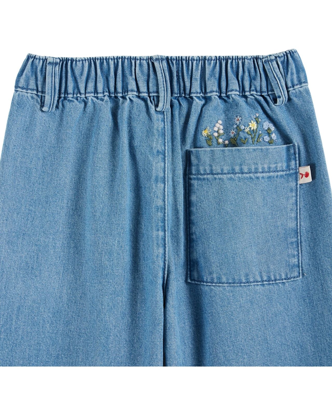 Emile et Ida Embroidered Pocket Wide Trousers Denim