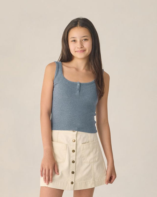 Rylee + Cru Teen Ribbed Tank Heathered Marine