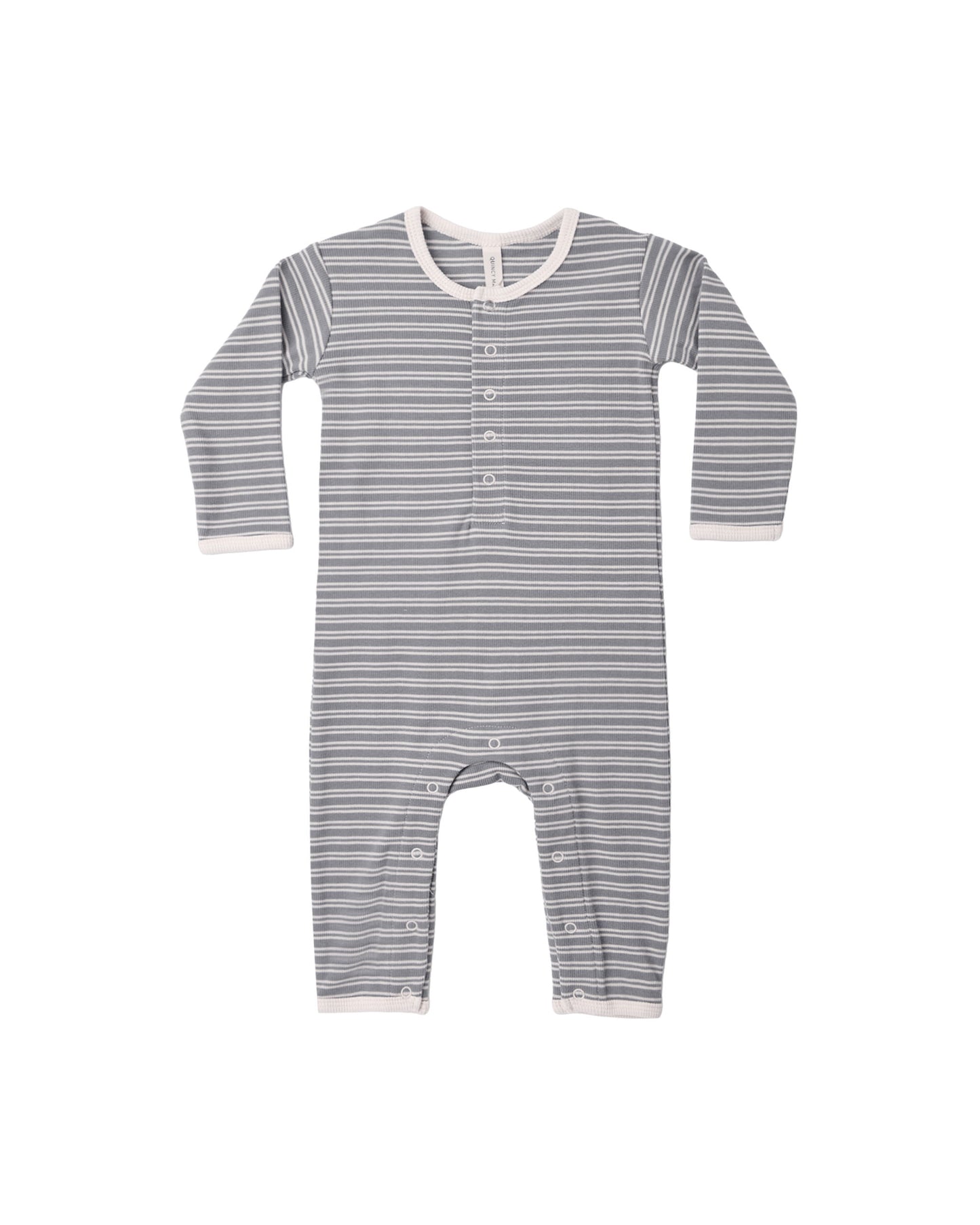Quincy Mae Ribbed Baby Jumpsuit Slate Microstripe