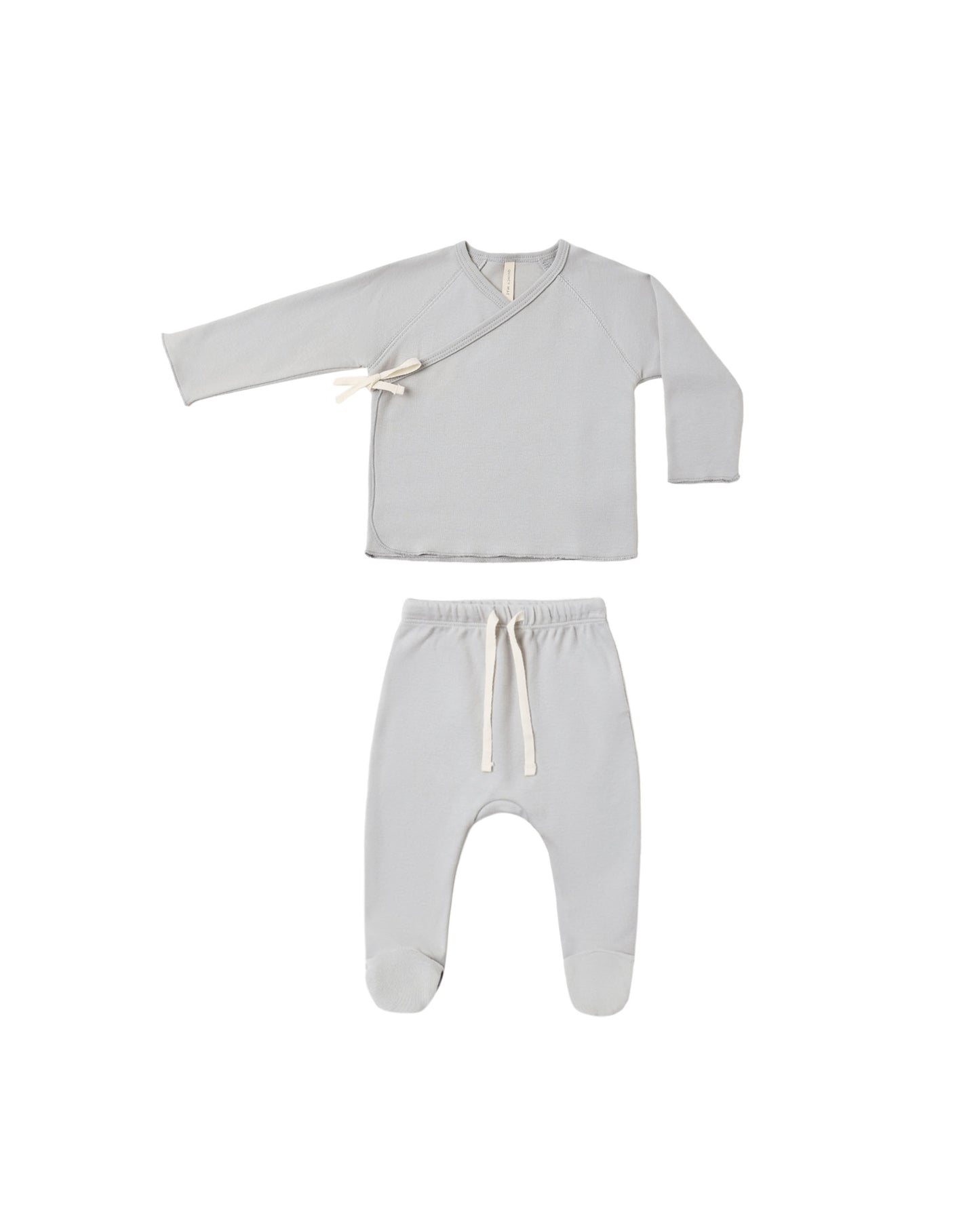 Quincy Mae Wrap Top + Footed Pant Set Cloud