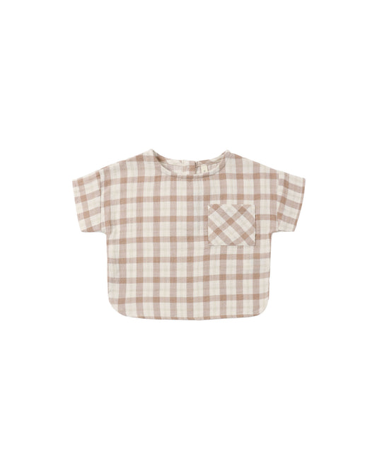 Quincy Mae Woven Boxy Top Rustic Plaid