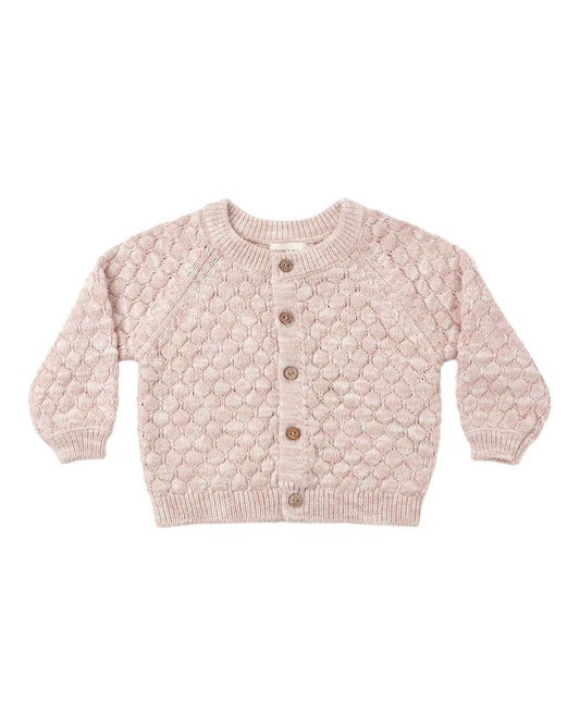 Quincy Mae Bubble Knit Cardigan Dusty Rose Speckle