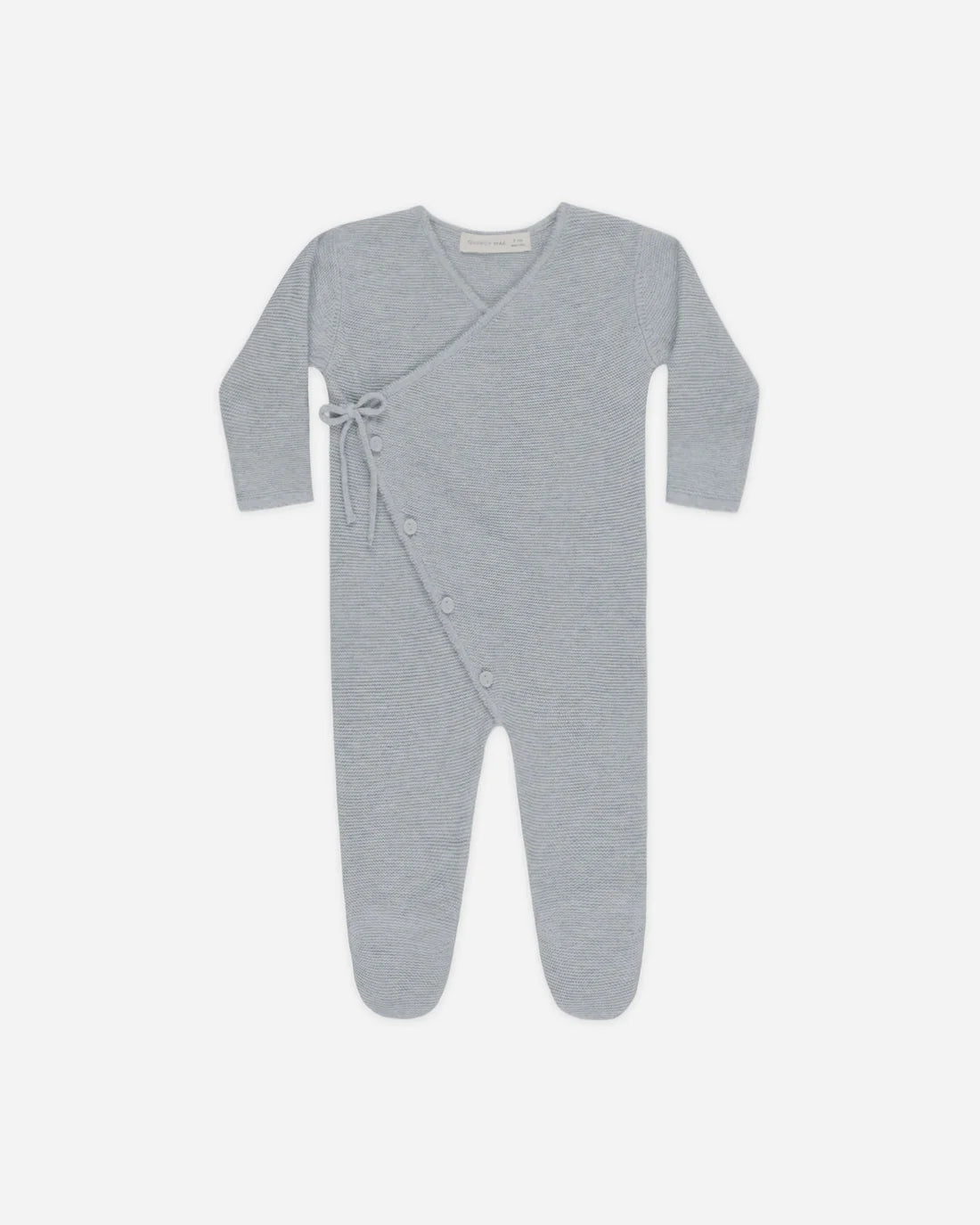 Quincy Mae Wrap Knit Footie - Heathered Dusty Blue