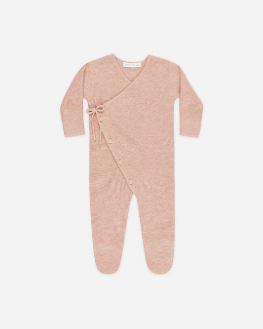 Quincy Mae Wrap Knit Footie - Heathered Rose
