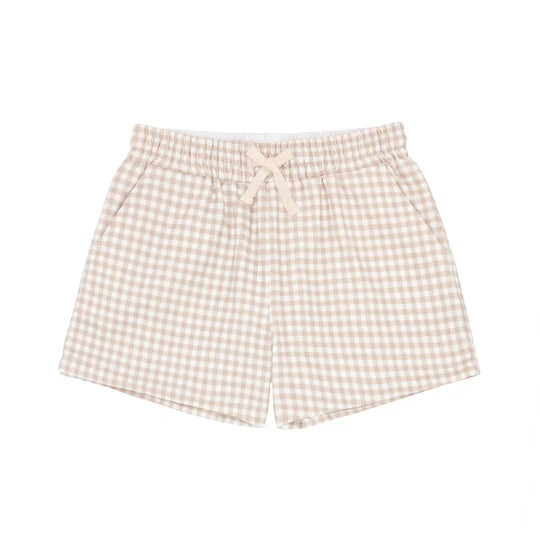 Minnow Boys Brown Gingham Ultra-Soft Twill Short