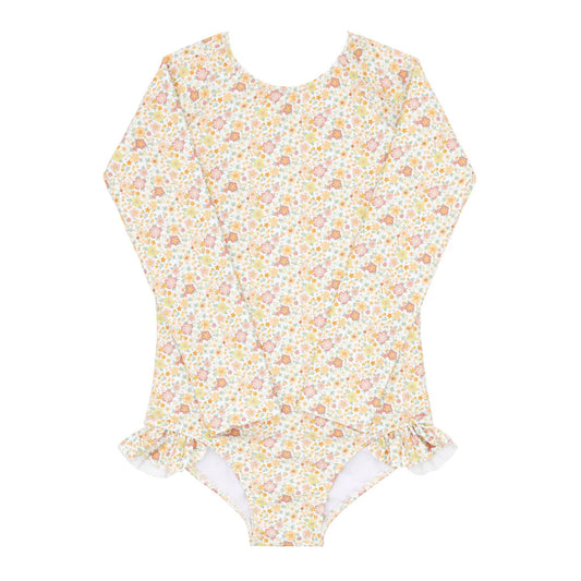 Minnow Girls Marigold Floral Rashguard One Piece