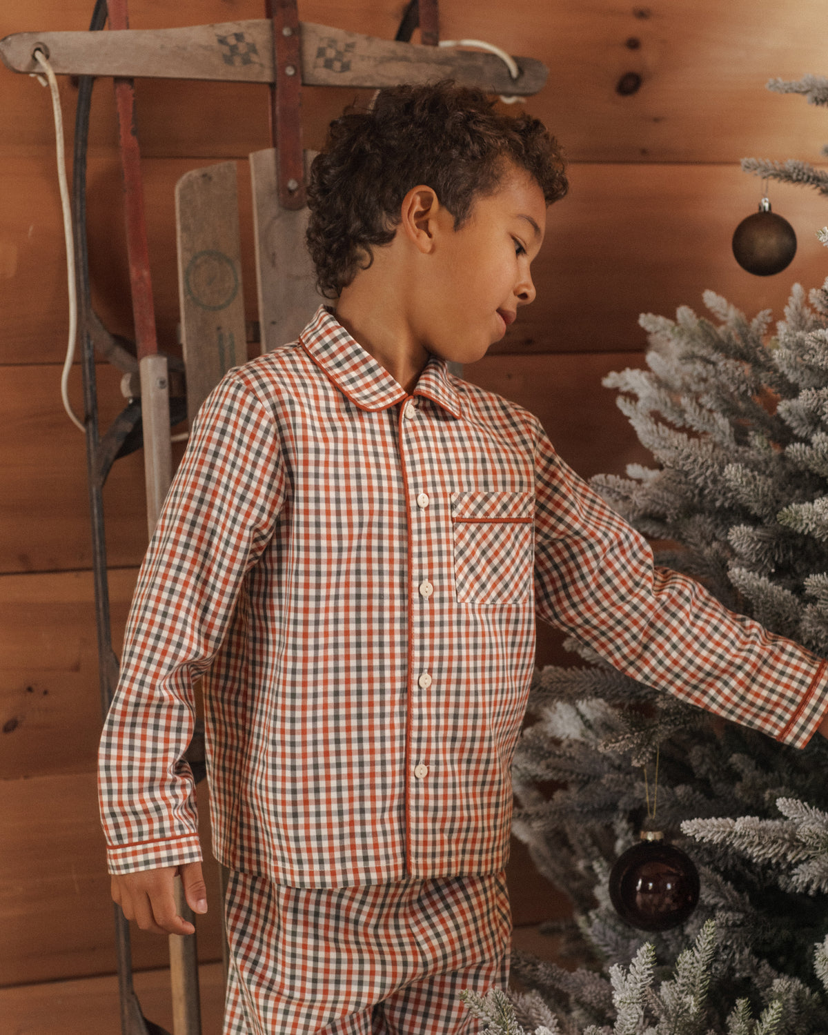 Rylee + Cru Long Sleeve Pajamas Holiday Gingham