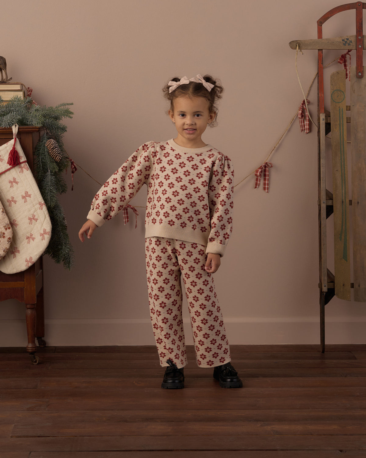 Rylee + Cru Jacquard Knit Set Poinsettia