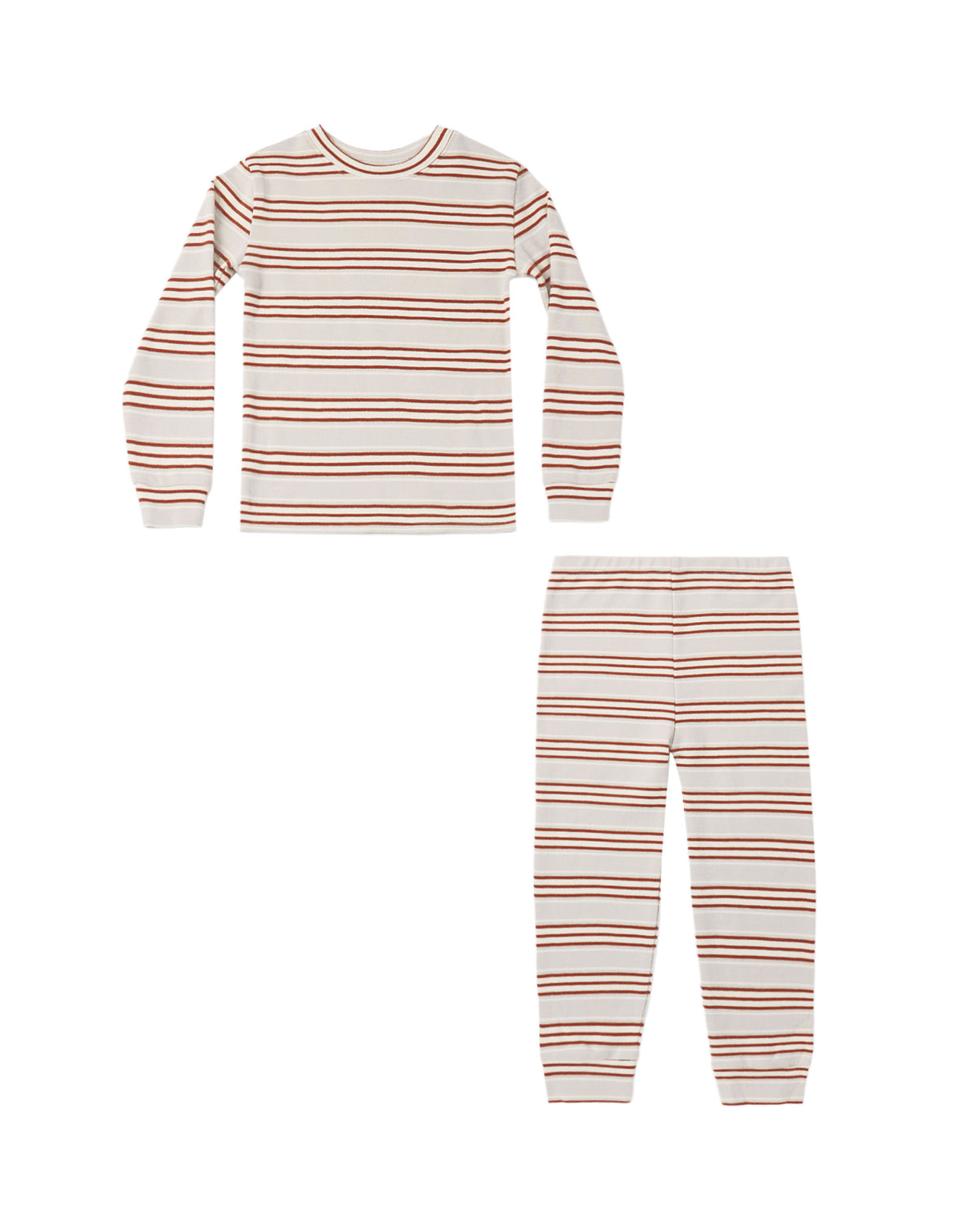 Rylee + Cru Organic Long Sleeve Pajama Set Holiday Stripe