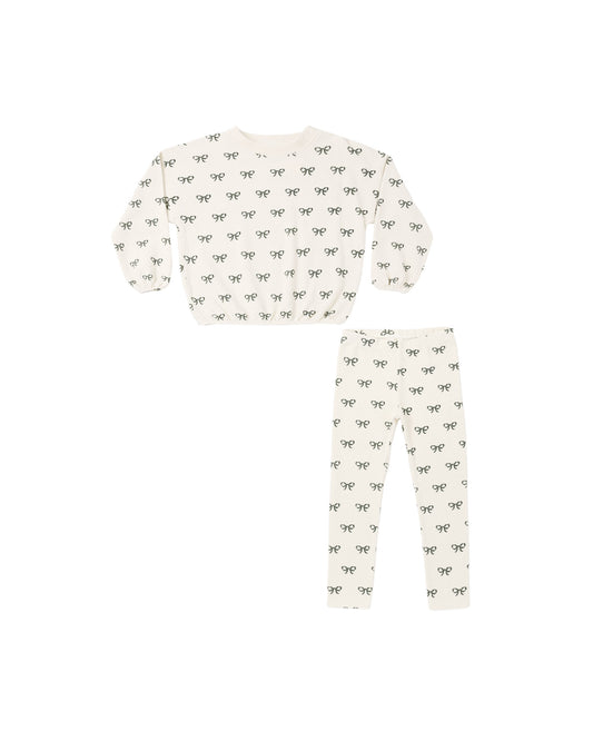 Rylee + Cru Spongey Knit Set Evergreen Bows