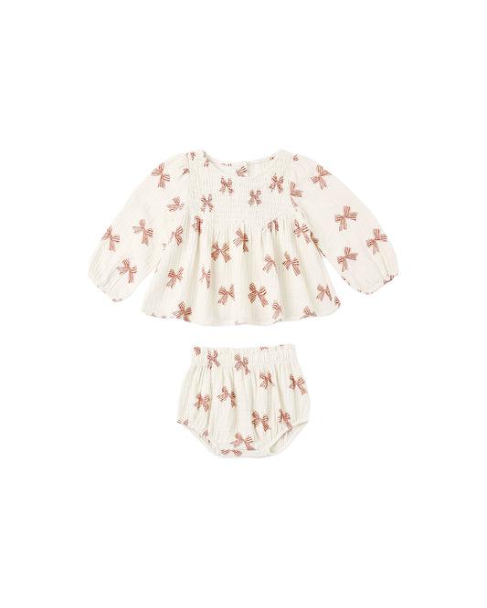 Rylee + Cru Sophia Top + Bloomer Set Peppermint Bows