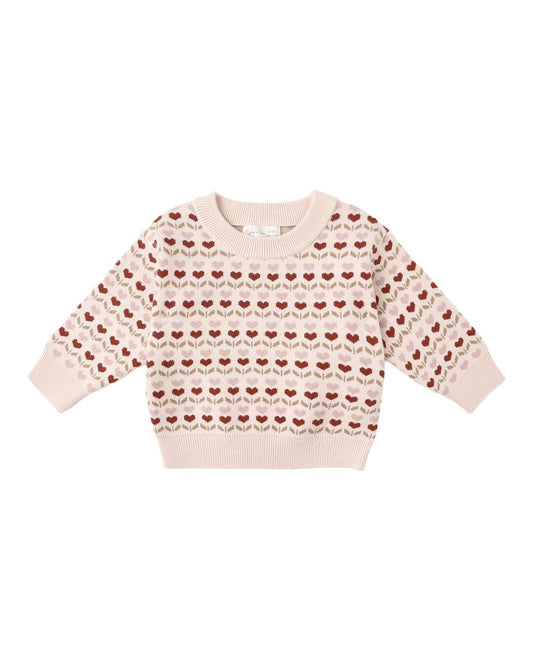 Rylee + Cru Shiloh Sweater Ruby Hearts