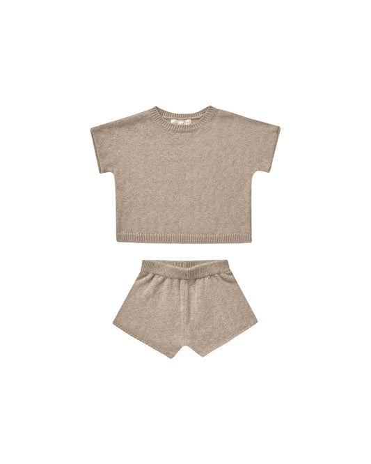 Quincy Mae Relaxed Summer Knit Set in Heathered Oat