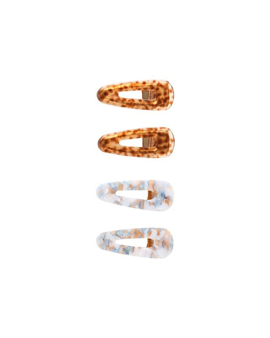 Rylee + Cru Slider Clip, Pack of 4 Brown, Blue Tortoise