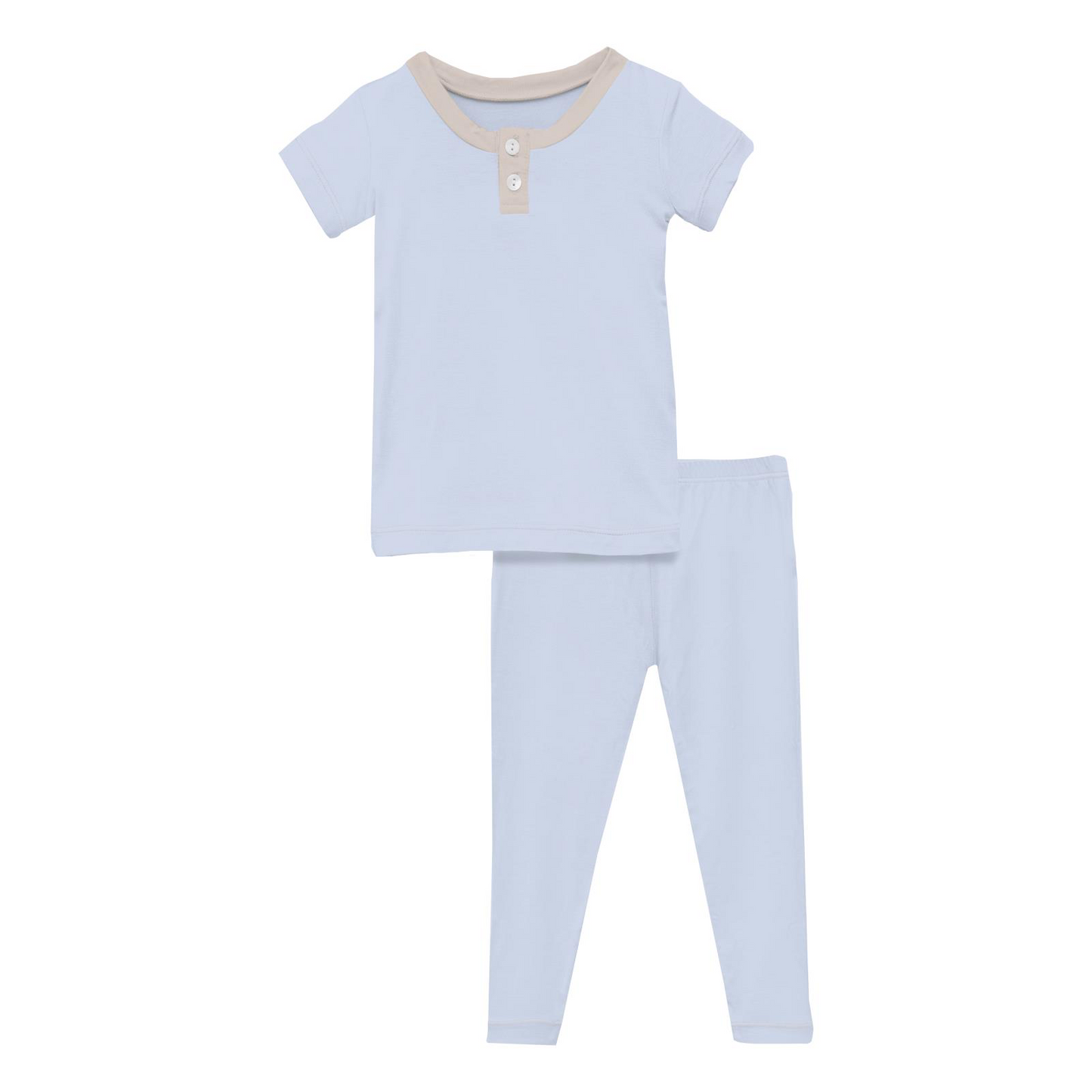 Kickee Pants Short Sleeve Henley Pajama Set Dew with Latte