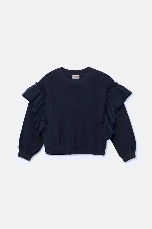 My Little Cozmo Soft Fleece Ruffles Sweatshirt Navy