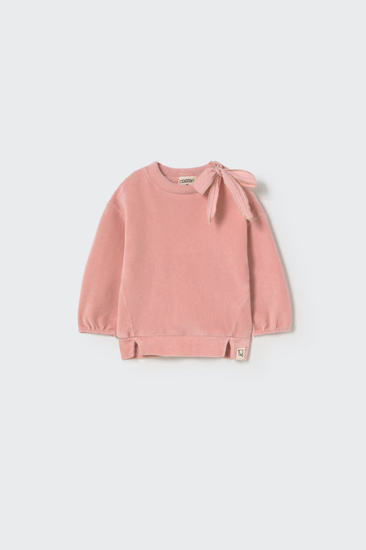 My Little Cozmo Corduroy Velour Knit Puffed Baby Sweatshirt Silver Pink
