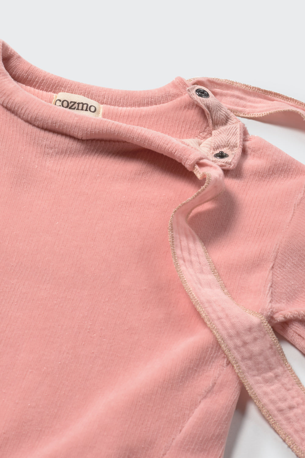 My Little Cozmo Corduroy Velour Knit Puffed Baby Sweatshirt Silver Pink