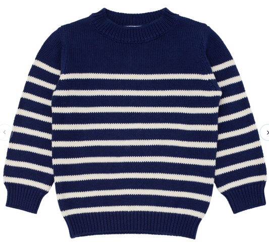Minnow Unisex Navy and Cream Stripe Knit Sweater