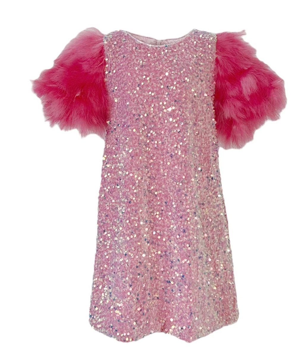 Lola + The Boys Rose Feather Party Dress