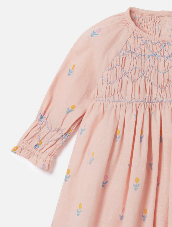 Stella McCartney Baby Girl Dress With Flowers and Smocking Details Pink