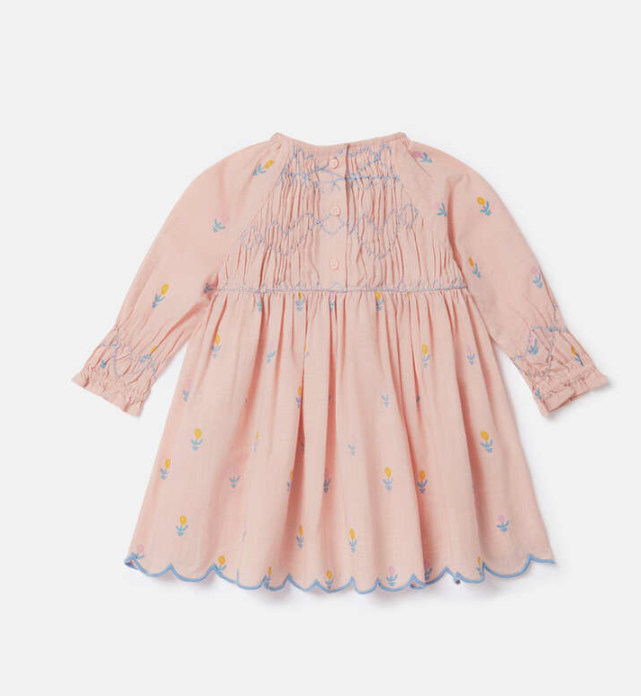 Stella McCartney Baby Girl Dress With Flowers and Smocking Details Pink