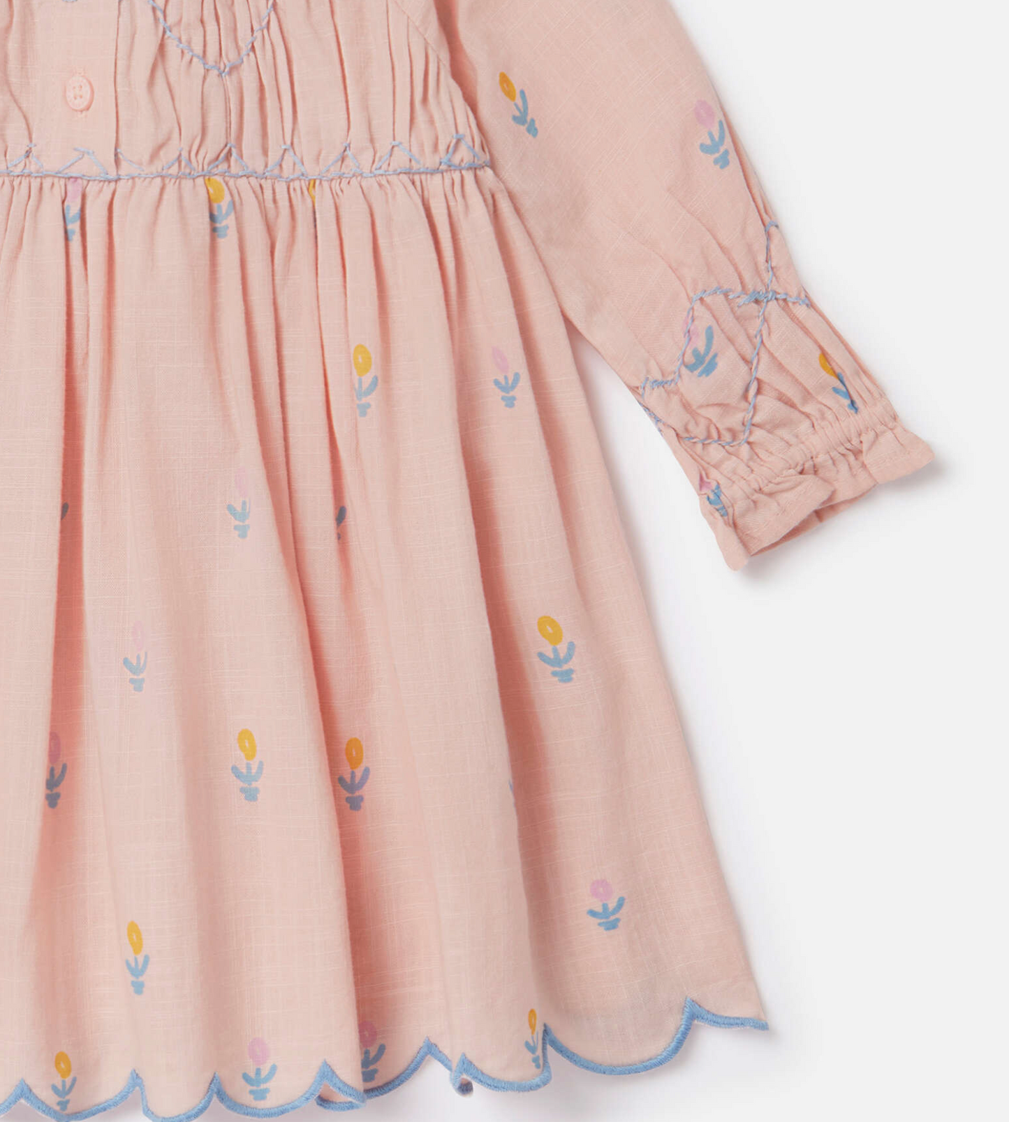 Stella McCartney Baby Girl Dress With Flowers and Smocking Details Pink