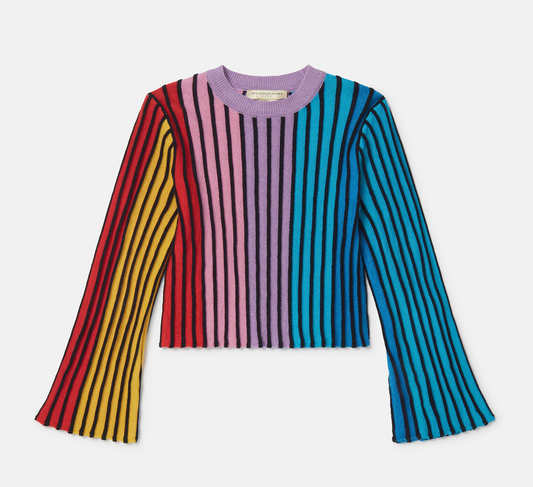 Stella McCartney Kids Multicolor Rainbow Striped Flared Top