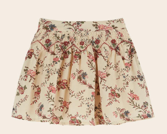 Emile et Ida Ecru Orchid Embroidered Skirt