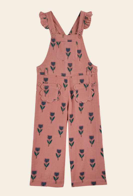 Emile et Ida Blush Tulip Velvet Overalls