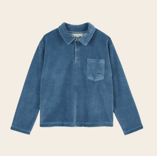 Emile et Ida Blue Velvet Polo Shirt